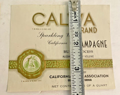 VTG CALWA Brand California Champagne Sparkling Wine Label Guasti CA 1960s LOT 2