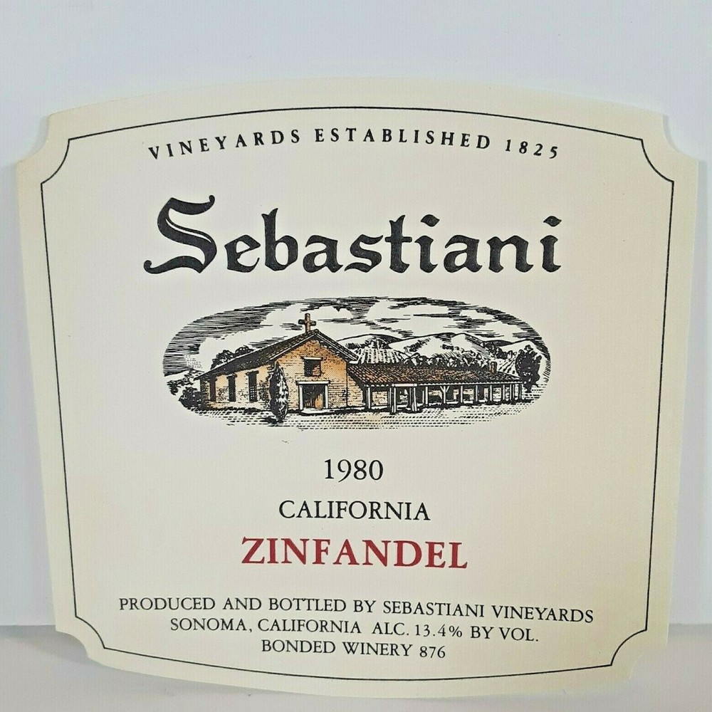 Sebastiani 1980 California Zinfandel Vintage Wine Label Unused NOS