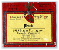 1970&rsquo;s-80&rsquo;s Peiroth Blauer Portugieser German Wine Label Original S24E