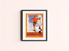 2005 Redwood Creek Wine PRINT AD Skiing Adventure Art