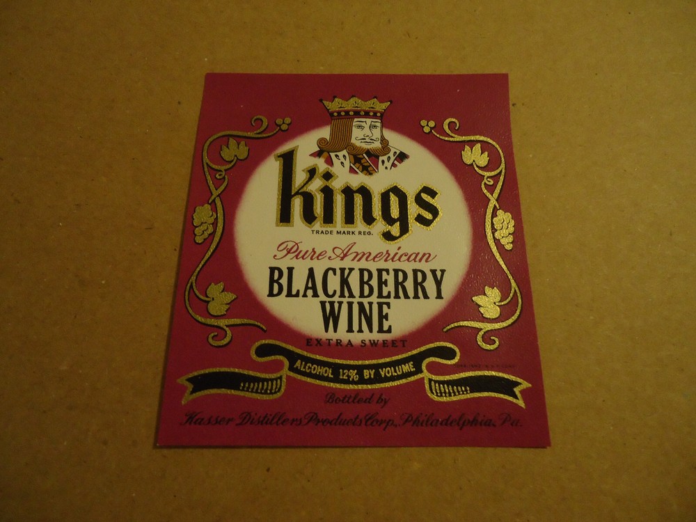 Kings Pure American Blackberry Wine Label Kasser Products Philadelphia PA