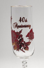 Vintage Banawe Canada 40th Anniversary Champagne/ Wine Glass Flute Rare Red Rose