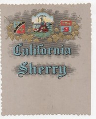 Antique embossed California Sherry Label with Minerva Seal of California