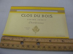 1999 Clos Du Bois Chardonnay Sonoma County Wine Label Collectible Advertising
