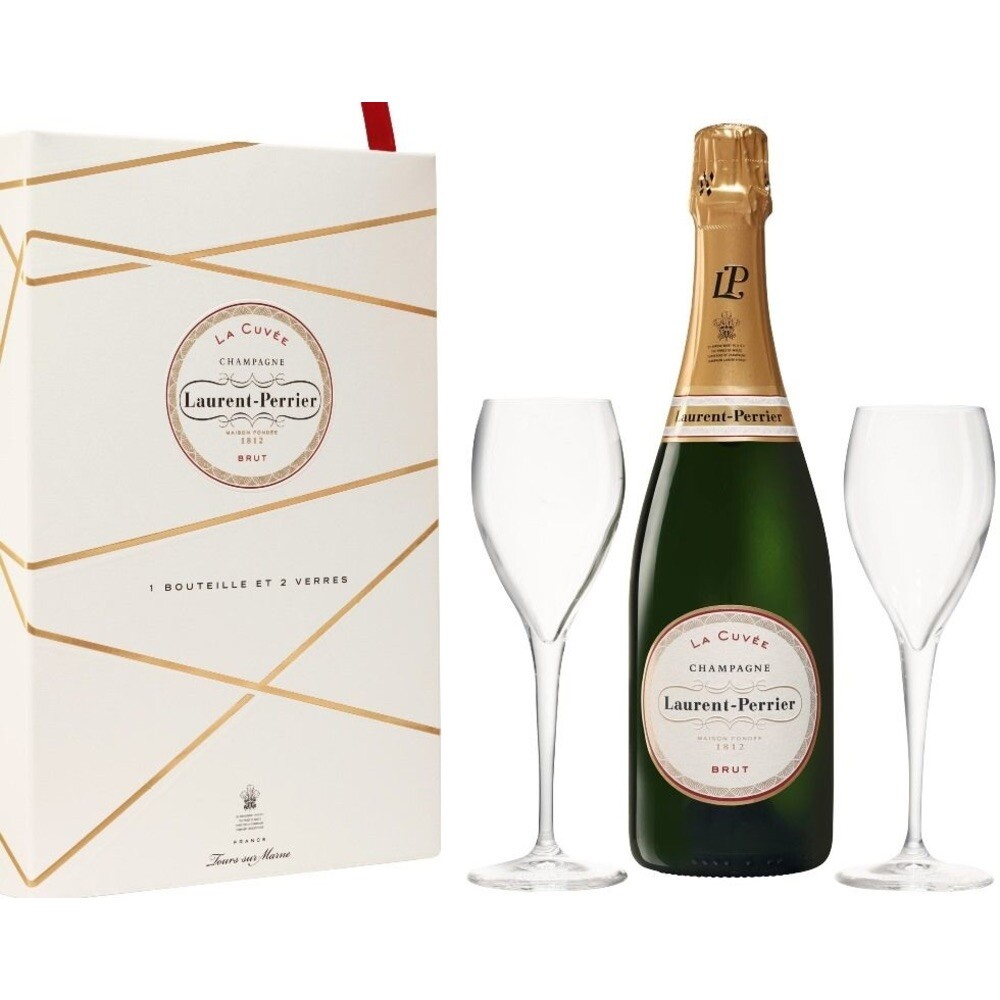 2 Laurent Perrier Champagne Flute France Cocktail Glasses With Box .