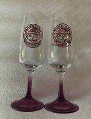 2 Riverbank Cheese Wine Exposition 1986 10th Anniversary Purple Champagne Glass