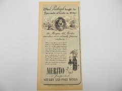 Merito Imported Sherry and Port Wines 1944 Print Ad Raleigh fought at Cadiz
