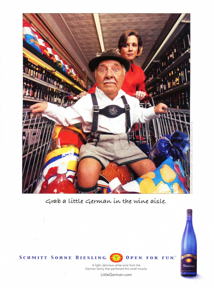 SCHMITT SOHNE WINE AD #9 RARE 2005 OOP « GRAB A LITTLE GERMAN IN THE WINE AISLE »
