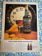 Vintage 1969 Taylor New York State Port Wine Print Ad Clock Wine Glass