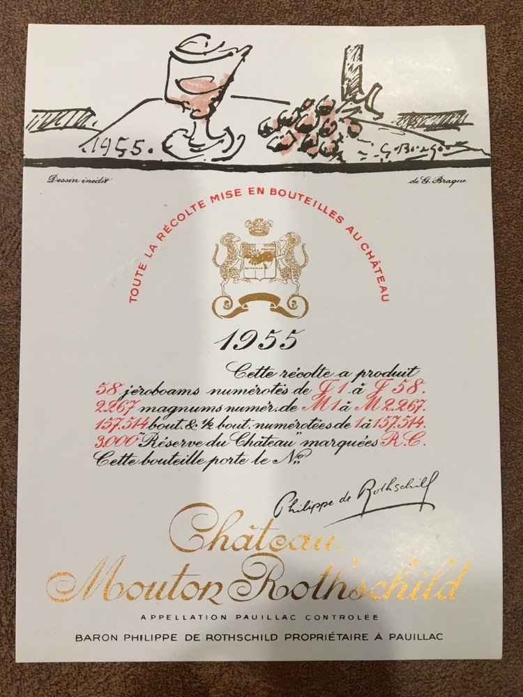 The 1955 Chateau Mouton Rothschild (Specimen) – Label By: Georges Braque