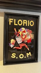 Florio Marsala Wine Framed Collectible Sign Black Gold Red Yellow Purple White