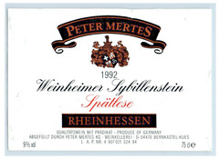 1970&rsquo;s-80&rsquo;s Peter Mertes Weinheimer Spatlese German Wine Label Original S18E