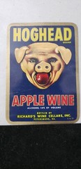 Hoghead Brand Apple Wine Label 3&Prime;x4&Prime; Richard&rsquo;s Wine Cellar Petersburg, VA. @10A