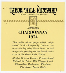 1974 Buchanan, MI Wine Label Chardonnay Tabor Hill Vineyard #2G1
