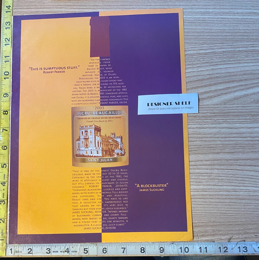 Chateau Et Domaines Borie Ducru Beaucaillou 2003 WInes Paper Print Advertisement