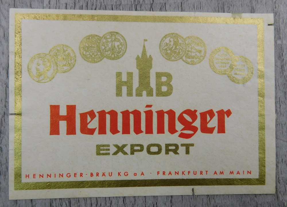 Hab Henninger Export Henninger Brau Frankfurt Germany Vintage Label Wine Winery