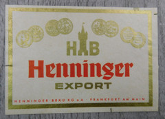 Hab Henninger Export Henninger Brau Frankfurt Germany Vintage Label Wine Winery