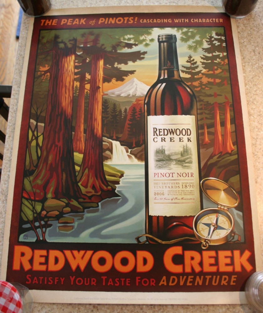 Redwood Creek Wine Poster 18 x 24 Peak of Pinots – RARE –