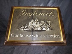 Vintage Inglenook Vineyards Winery Smoked Mirror Bar Sign Wooden Frame