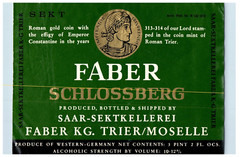 1970&rsquo;s-80&rsquo;s Faber Schlossberg Saar German Wine Label Original S29E