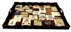 Rare & Unique VTG 70&rsquo;s 1975 Large 29&Prime; Wooden Serving Tray Platter Wine Labels