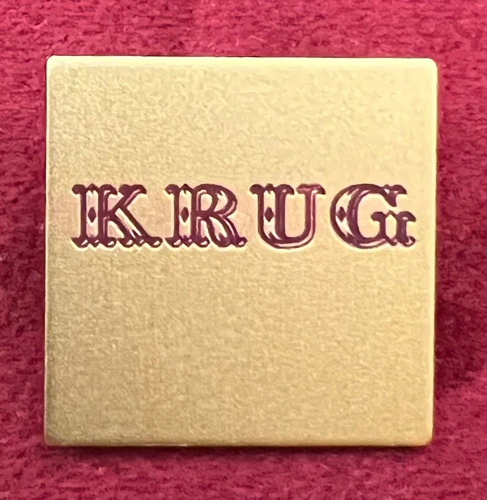 Krug Champagne – Debossed Logo MetalPin – Golden and Burgundy – New
