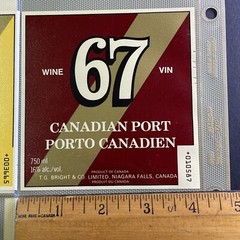 Vintage 1967 Brights Winery 67 Canadian Port Wine UNUSED Paper Label Q140