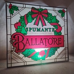 RARE Christmas Holiday Ballatore Spumante California Sparkling Wine Glass Sign
