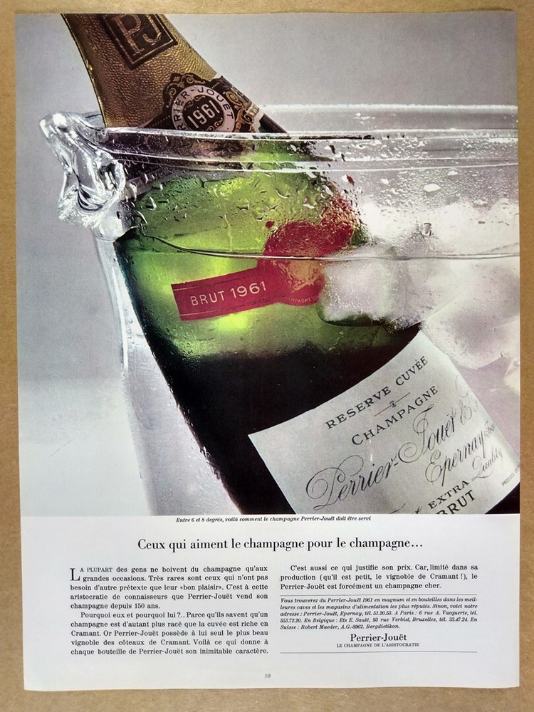 1961 Perrier-Jouet Brut Champagne 1967 French vintage print Ad
