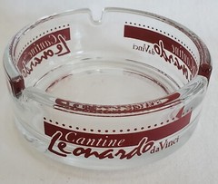 Vtg CANTINE LEONARDO DA VINCI ITALY WINERY GLASS PROMOTIONAL ASHTRAY 4&Prime;