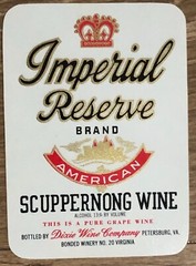 Vintage Liquor Label IMPERIAL RESERVE SCUPPERMONG Wine 1940 Grapes Dixie Old