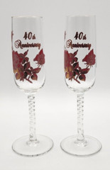 Vintage Banawe Canada 40th Anniversary Champagne/ Wine Glass Flute Rare Red Rose