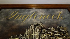 Vtg INGLENOOK Winery 1986 Wooden Framed Smoky Glass Mirror Bar Wall Sign 19X15”