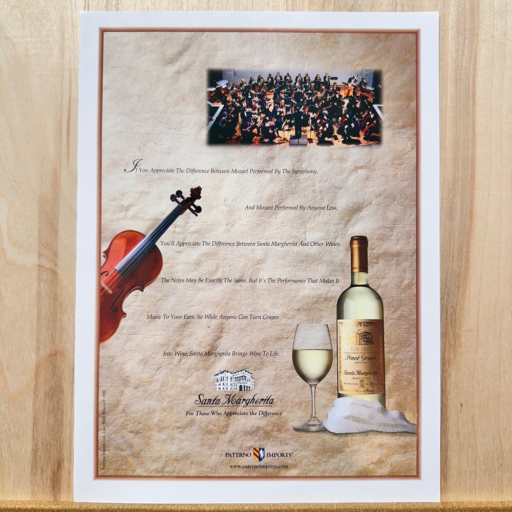 1998 Santa Margherita Pinot Grigio Wine Vintage Print Ad Paterno Imports Advert