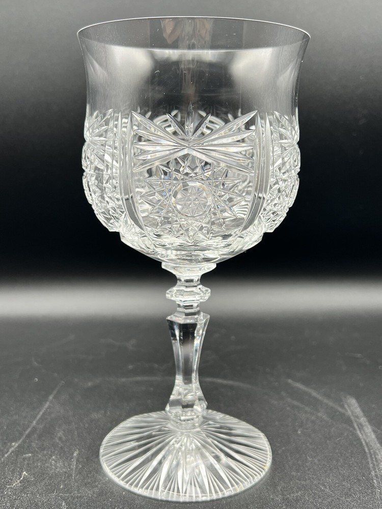 Pepi Hermann Snowflake Wine Glass, 7 1/4&Prime; tall, Handblown Crystal, Signed