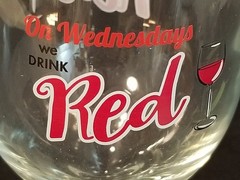 On Wednesdays We Drink Red – Fun Wine Glass – Red & Black Artwork – 7&Prime; Tall