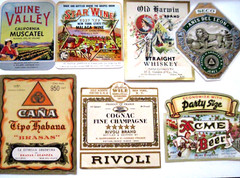 Set of (28) 1920&rsquo;s-30&rsquo;s Wine & Beer Labels – Some are Metallic and Shiny. *