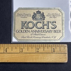 Vintage 1950s Koch&rsquo;s Golden Anniversary UNUSED Paper Label Dunkirk NY Q1910