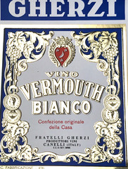 VTG Gherzi Vino Vermouth Bianco Wine Bottle Label Fratelli Gherzi Canelli Italy