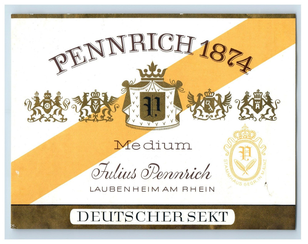 1960&rsquo;s-80&rsquo;s Pennrich Medium Julius Pennrich German Wine Label S71E