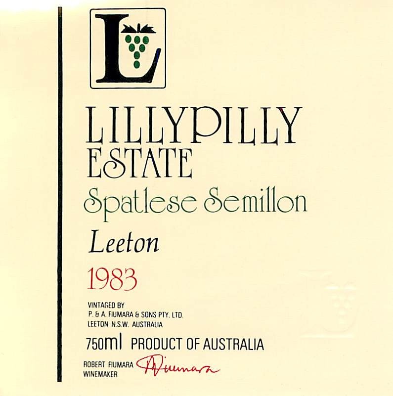 LillyPilly Estate Spatlese Semillon Leeton Australia 1983 1980s Vtg Wine Label