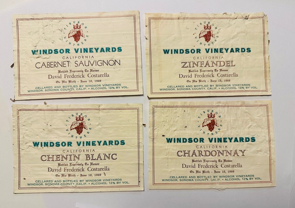 Lot 4 Windsor Vineyards Wine Labels Chardonnay Zinfandel Chenin Blanc Cabernet