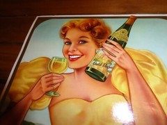 ORIGINAL VINTAGE ADVERTISING SIGN POSTER 1930S ZELL GERMANY WINE GOLD-ELSCHEN