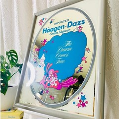Vintage Haagen-Dazs Cream Liqueur Advertising Mirror, Peter Max Style Bar Decor