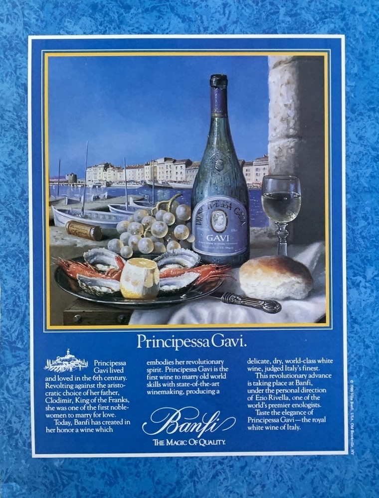 1986 Principessa Gavi by BANFI The Royal White Wine of Italy Vintage PRINT AD