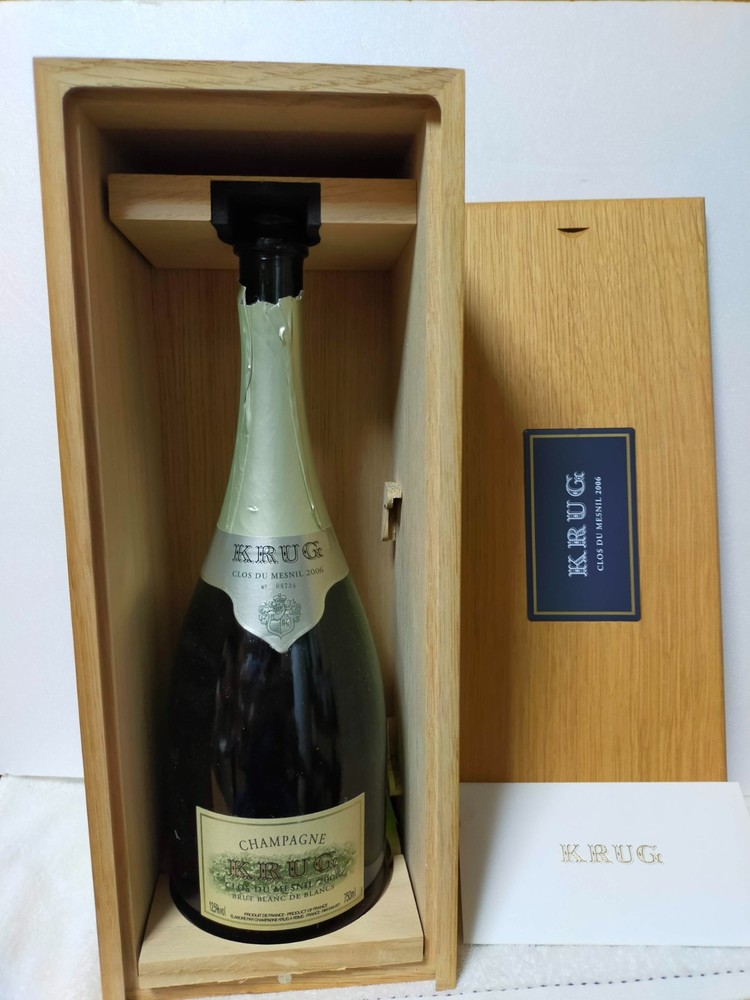 Krug Clos du Mesnil 2006 Empty Glass Bottle Champagne Wood Box Booklet Japan