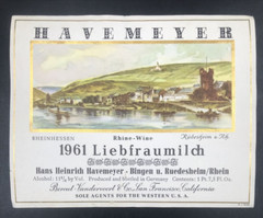 4 Diff VTG 1961 Havemeyer Liebfraumilch Rhine Wine Label Rheinhessen Germany