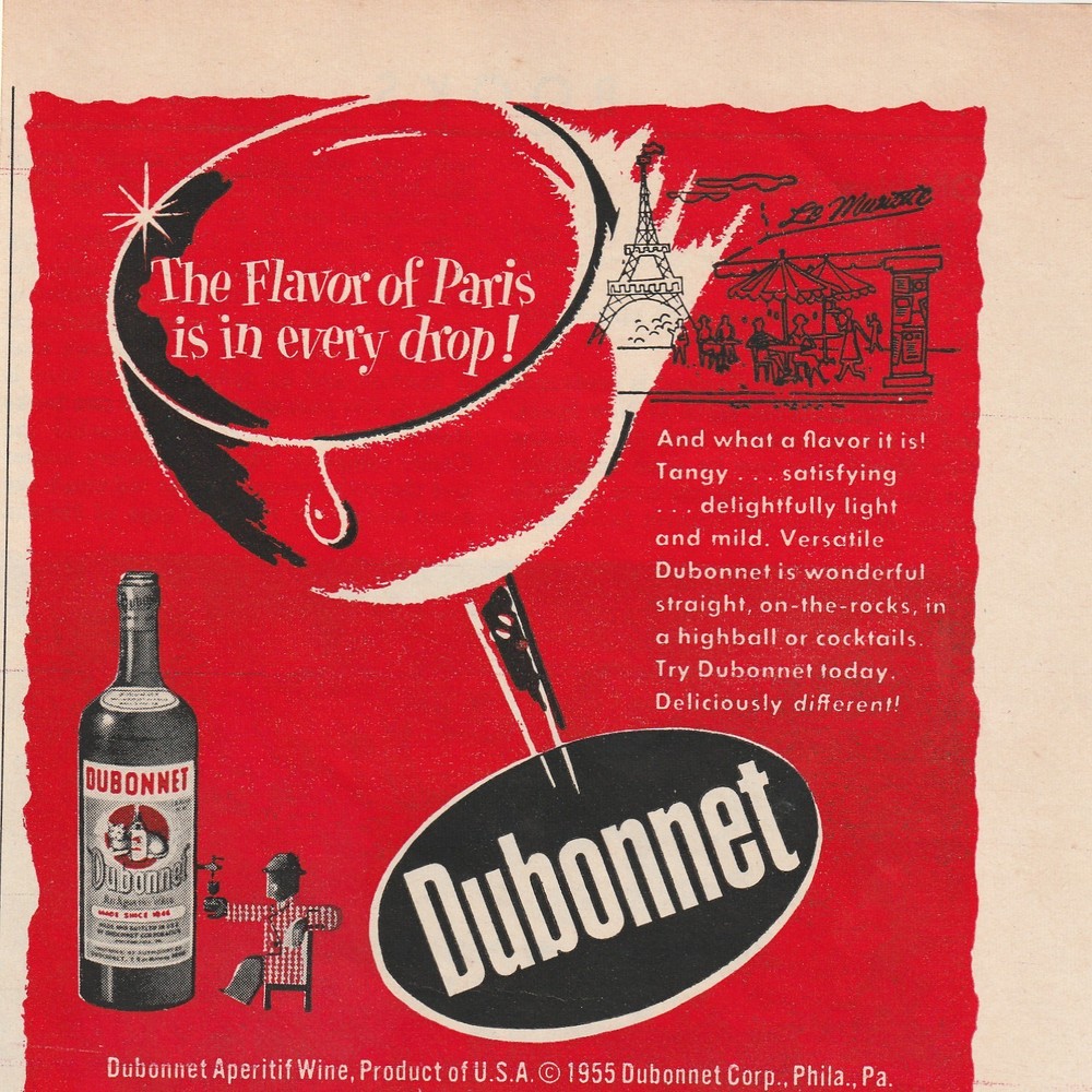 Dubonnet Aperitif Wine 1957 Vintage Magazine Print Ad 496