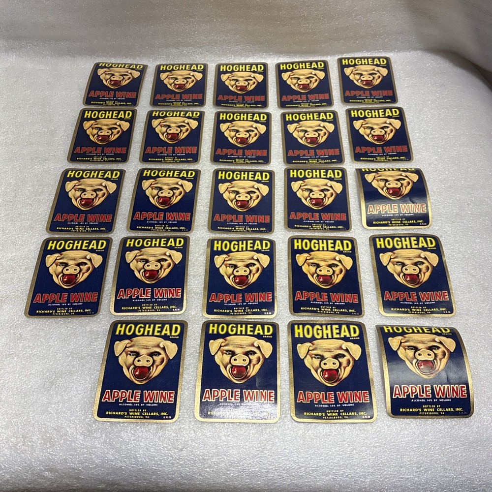 Lot of 24 Vtg UnUsed NOS HogHead Wine Label Richards Cellars, Petersburg, VA
