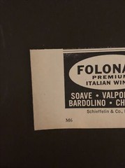 PRINT AD 1961 Folonari Premium Italian Wines Schieffelin & Co New York 2”x3” Ad